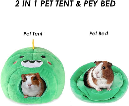 Guinea Pig Cave Bed, Small Animal Washable Cage Accessories Pet Hideout Bed House Anti-Slip for Hamsters,Chinchilla and Hedgehogs (Dinosaur)