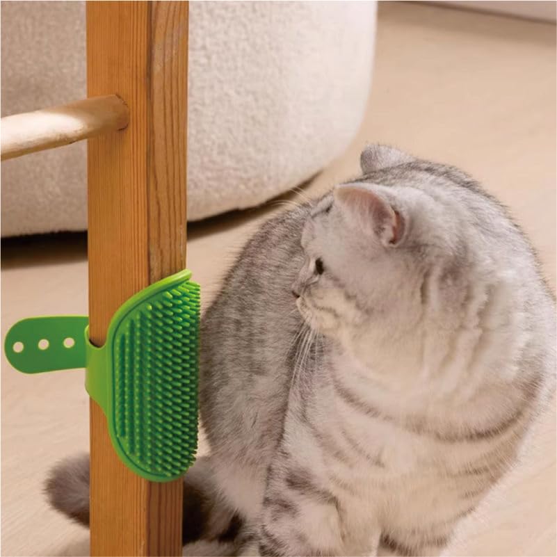 Silicone Pet Grooming Brush, Yellow and Green, Self Grooming Massager with Textured Pad, Cat Hair Care Tool,2pack