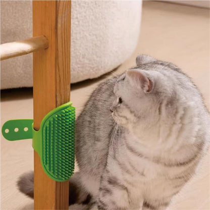 Silicone Pet Grooming Brush, Yellow and Green, Self Grooming Massager with Textured Pad, Cat Hair Care Tool,2pack