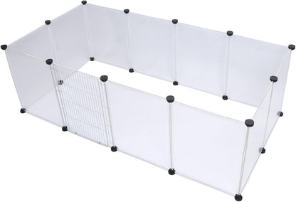 Pet Fence Portable 6 Pieces, Translucent Plastic Enclosure for Small Medium Dogs and Cats - Easy Assembly, Adjustable Size, Lightweight and Durable for Indoor Outdoor Use (12 Pieces L)