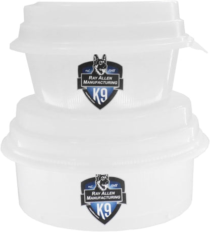 Ray Allen Buddy Bowl 2-Pack, White Spill Proof Dog Bowls 44oz & 64oz – Perfect for Home & Travel