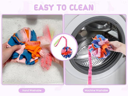 Snuffle Ball with Bungee Tug, Tug of War Rope Toys for Small Medium Dogs, Interactive Dog Toys Puppy Training Pull Toy for Exercise & Interactive Play Games (Light Pink)