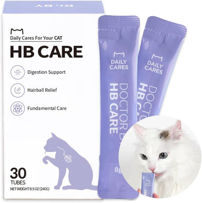 Doctor By HB Care Cat Hairball Supplement-Hairball Treatment for Cats Furball Control Relief Remedy & Digestive Support with Omega-3, Chitosan lickable Formula Individuallly Packaged (1Pack, 30 Count)