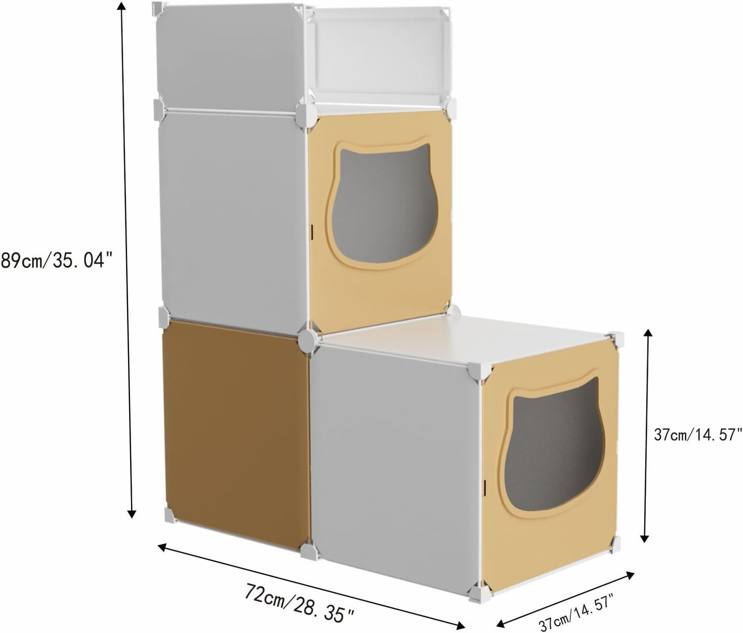 Small Cat Cage Indoor, DIY Cat Playpen Enclosure Crate Kennel with Top Platform, 2-Tier Cute Pet House for 1-2 Kitten