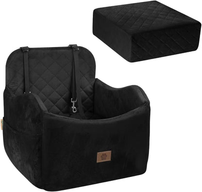 Dog Car Seat for Small/Medium Dogs, Detachable Washable Dog Booster Seat Under 35lbs, High-Support Memory Foam,Travel Bed with Storage Pockets