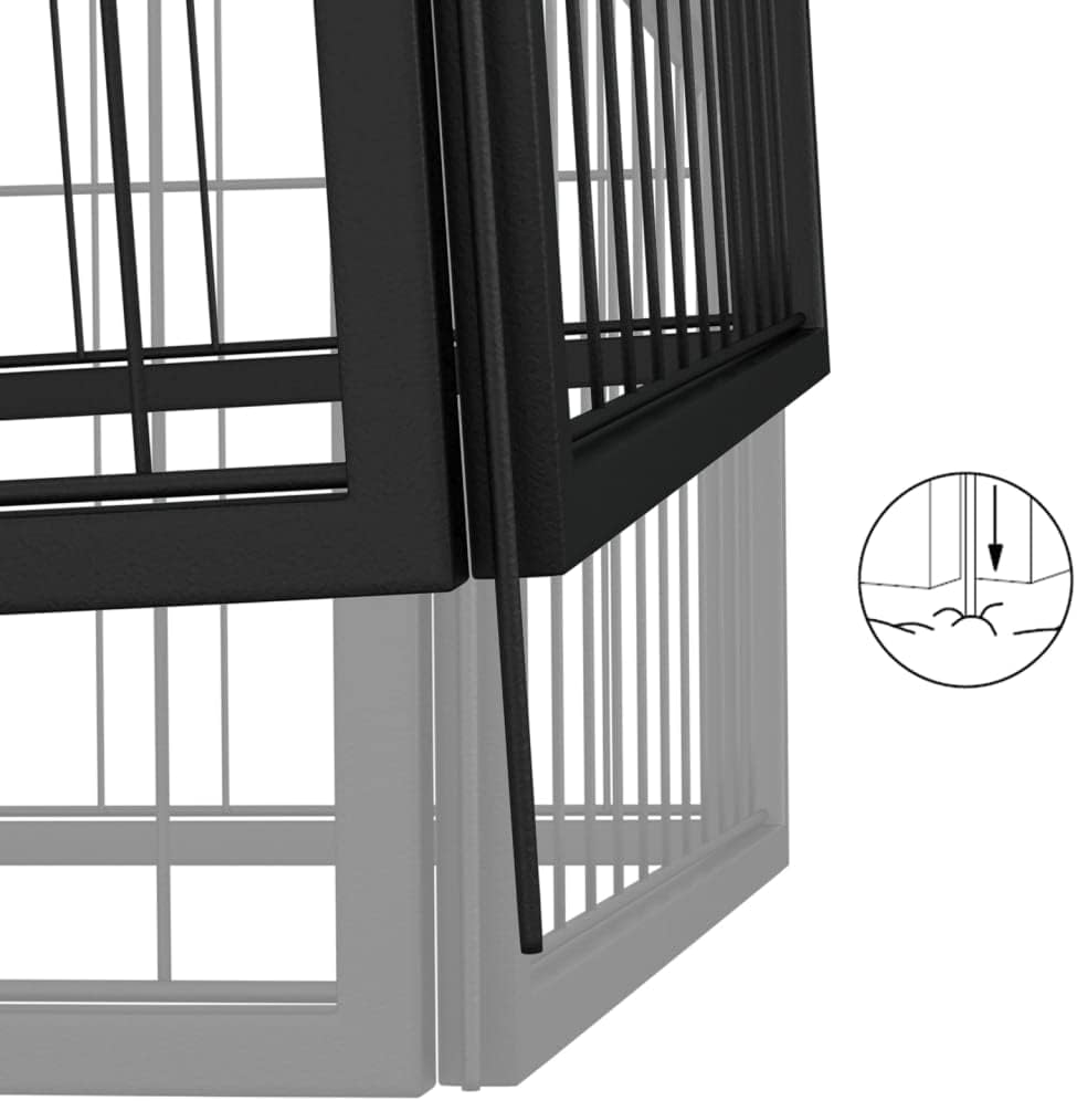 LUMILAND Safe Play Area with 12-Panel Dog Playpen, Durable Powder-Coated Steel for Indoor/Outdoor Use, Black