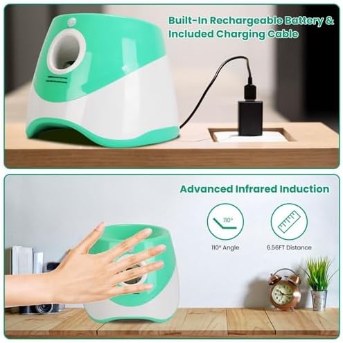 Automatic Dog Ball Launcher, Dog Ball Thrower Interactive Fetch Machine with 6 Tennis Balls 3 Adjustable Launch Distance for Small Medium Dogs