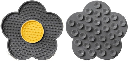 QWINEE Lick Mat for Dogs Cats Flower Shaped Pet Slow Feeder Dog Cat Puppy Bowl Lick Pad for Dog Fun Alternative to Slow Down Eat for Small Medium Large Dogs Grey One-Size