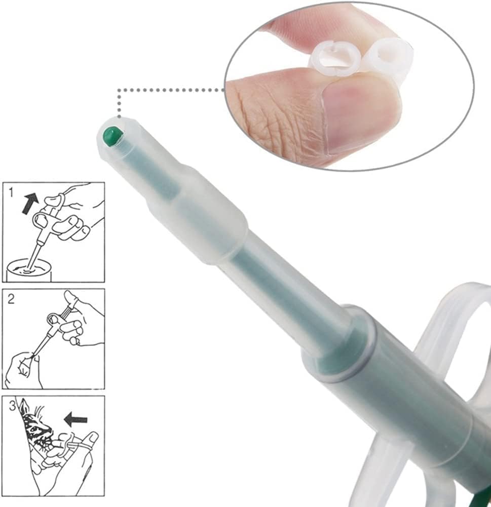 Green Medicine Feeder for Pets, Pill Guns for Dog and Cat, Pet Medical Feeding Dispenser Tool for Small Animal, Cat Tablet Soft Tip Syringe Double Feed Medicine Water Nursing Supplies