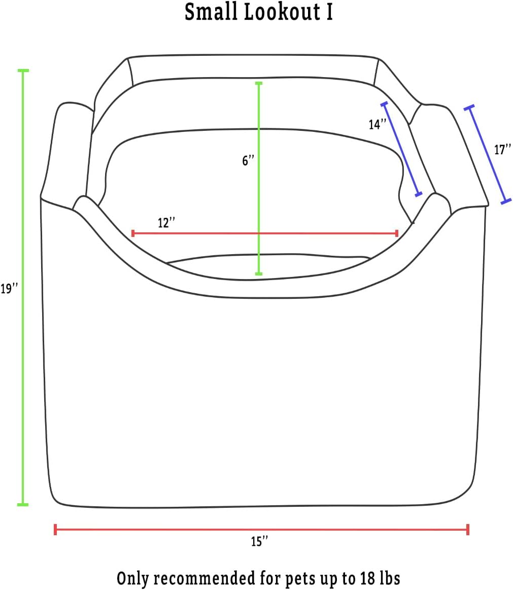 Snoozer Lookout I Car Seat - Dog Car Seats for Small Dogs, Puppy Booster Bed for Small Sized Pets up to 18 Lbs, Elevated, Washable - Size S, Black Diamond