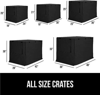 GORILLA GRIP Dog Crate Covers Compatible with Amazon Basics Dog Crates, All Sides Open, Privacy Cover Fits 24" Wire Kennel, Breathable Mesh Windows, Light Reducing Puppy Training Cage Topper, Black
