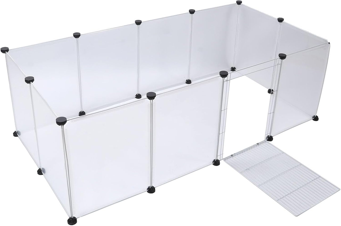 Pet Fence Portable 6 Pieces, Translucent Plastic Enclosure for Small Medium Dogs and Cats - Easy Assembly, Adjustable Size, Lightweight and Durable for Indoor Outdoor Use (12 Pieces L)