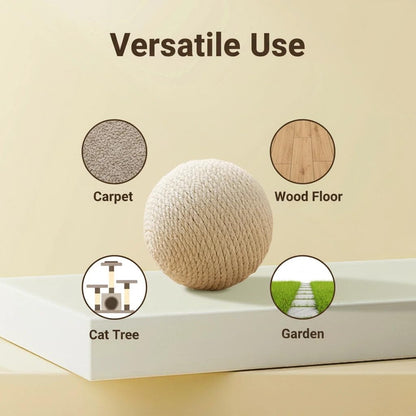 3.94 inch Sisal Ball Cat Toy for Teething and Play, Crinkle Sound Interactive Toys for Self-Entertainment and Boredom Relief for Cats