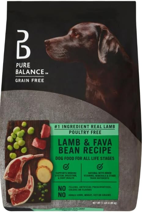 Pure Balance Lamb & Fava Bean Recipe Dry Dog Food, Grain-Free, 11 lbs
