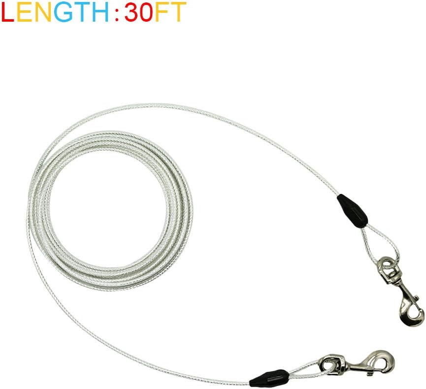 Petest 30ft Reflective Tie-Out Cable for Heavy Dogs Up to 125 Pounds