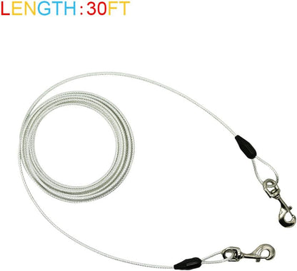Petest 30ft Reflective Tie-Out Cable for Heavy Dogs Up to 125 Pounds