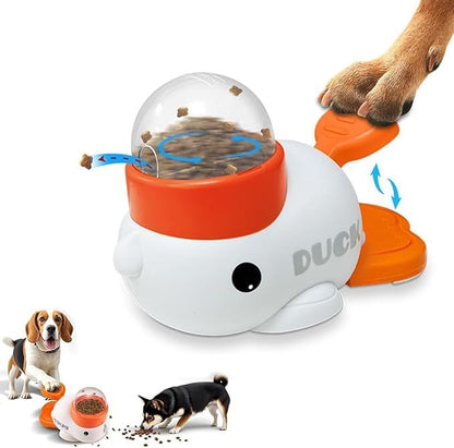 Dog Interactive Treat Dispenser Toy Food Puzzle Slow Feeder Duck-Shaped Dog Puzzle Feeders for Small Medium Dogs Cats IQ Training Reduces Bloating for Healthy Eating White