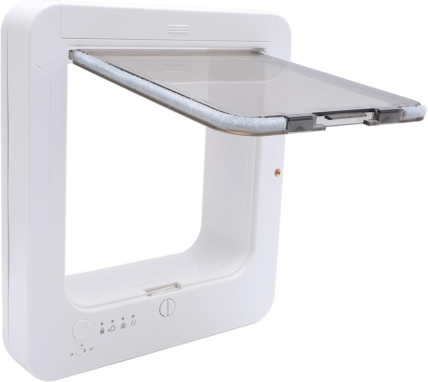 Smart Dog Door, Auto Sensing Pet Door Weatherproof 210mAh Battery for Home (White + Remote Control)