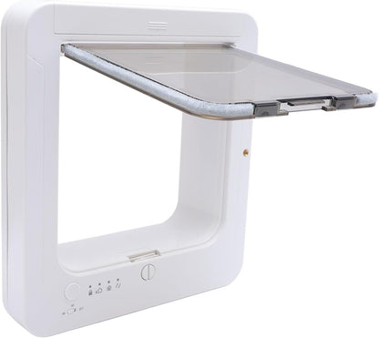 Smart Dog Door, Auto Sensing Pet Door Weatherproof 210mAh Battery for Home (White + Remote Control)