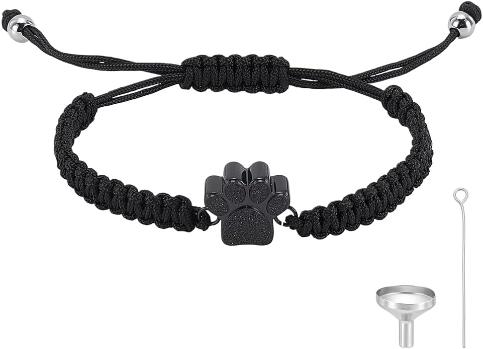 UNICRAFTALE Adjustable 3/4~3 inch Pet Memorial Bracelet 304 Stainless Steel Cremation Jewelry with Paw Print Design Complete Tool Kit for Ashes Keepsake Gift for Pet Loss