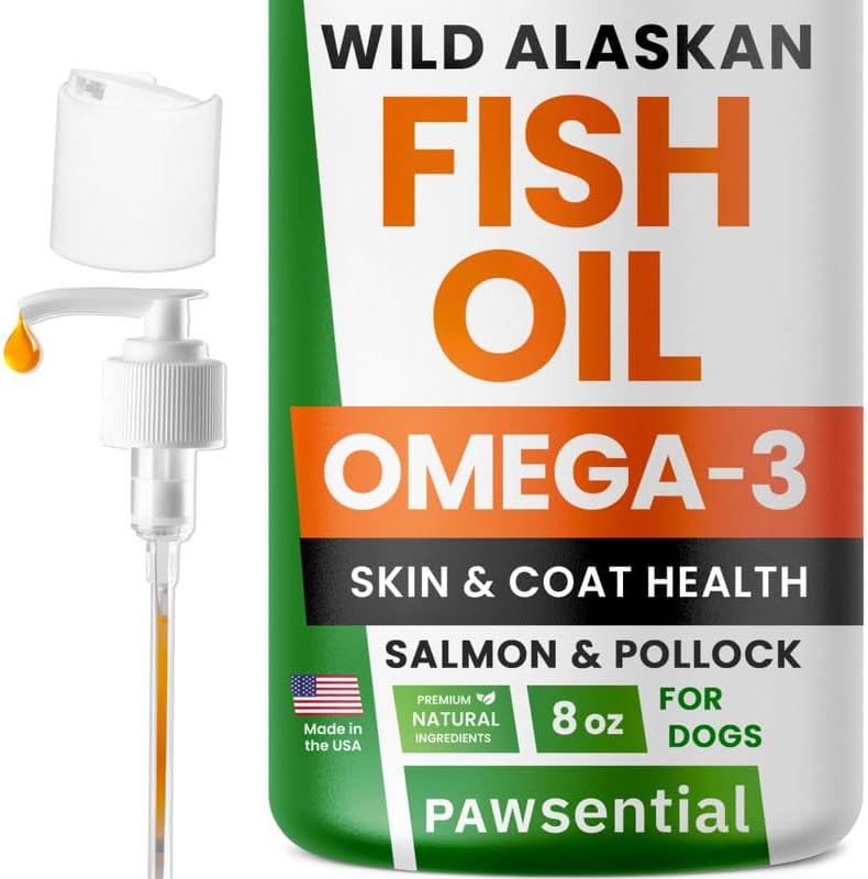 Fish Oil for Dogs & Cats - Natural Omega-3 - Skin & Coat Support - Liquid Food Supplement for Pets - Natural EPA + DHA Fatty Acids for Joint Function, Immune & Heart Health - 8 (fl oz) Salmon