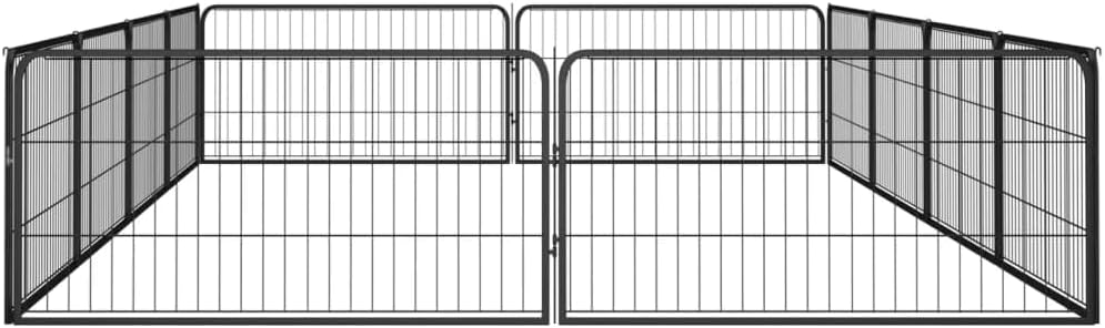 LUMILAND Safe Play Area with 12-Panel Dog Playpen, Durable Powder-Coated Steel for Indoor/Outdoor Use, Black