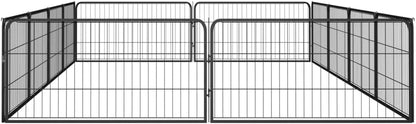 LUMILAND Safe Play Area with 12-Panel Dog Playpen, Durable Powder-Coated Steel for Indoor/Outdoor Use, Black