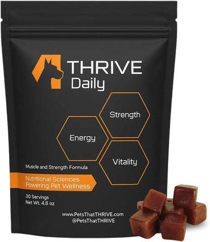 Thrive Daily Amino Acids for Dogs – Muscle Health, Recovery, Energy & Longevity – Supports Joints, Skin & Coat – Peanut Butter Soft Chews, 30 Count (4.8oz)