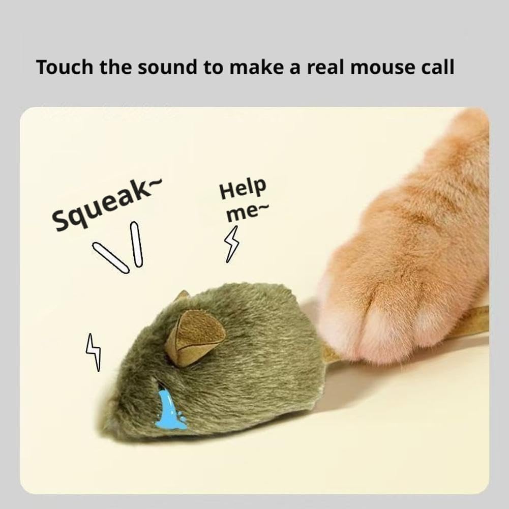 Squeaky Mouse Cat Toy - 3pcs Interactive Electronic Kitten Toys for Indoor Play, Exercise & Hunting Instinct Stimulation