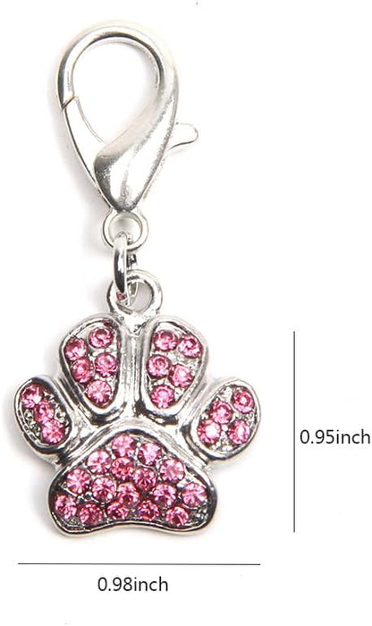 Dog Cat Collar Charm Rhinestones Paw Pendant Pet Accessory Jewelry