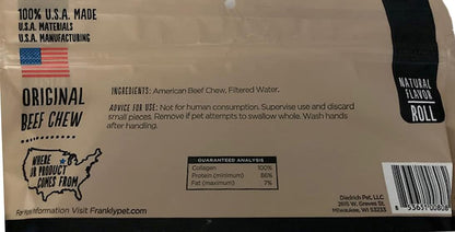 Frankly Natural Beef Chew Dog Retriever Rolls Pack of 4 100percent U.S.A Made