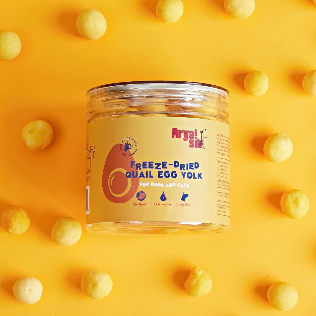 Freeze-Dried Single Ingredient Treat (Quail Egg Yolk) for Dogs and Cats - High Protein · Rich in Lecithin for Healthy Coat · No Artificial Ingredients · 4 oz/8 oz