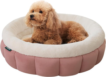 BALANCE Cat Beds for Indoor Cats, Washable Round Cat Bed, Cute Kitten Bed with Anti-Slip Bottom for Kitty and Puppy, 23 Inches, Mellow Rose