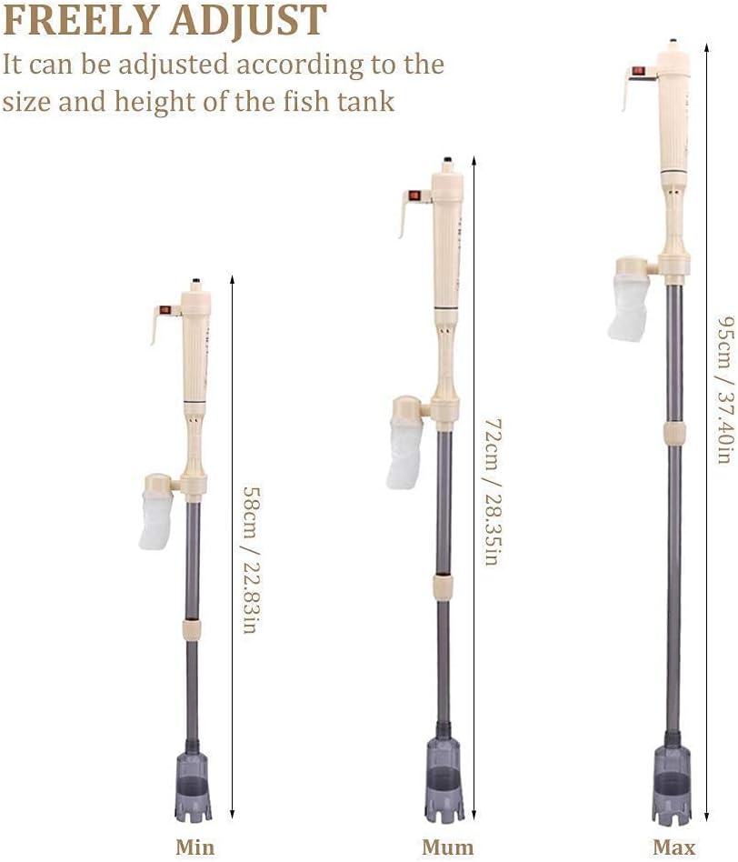 Aquarium Gravel Cleaner, Battery Powered Fish Washer Siphon Water Change Cleaning Tool for Aquarium Fish