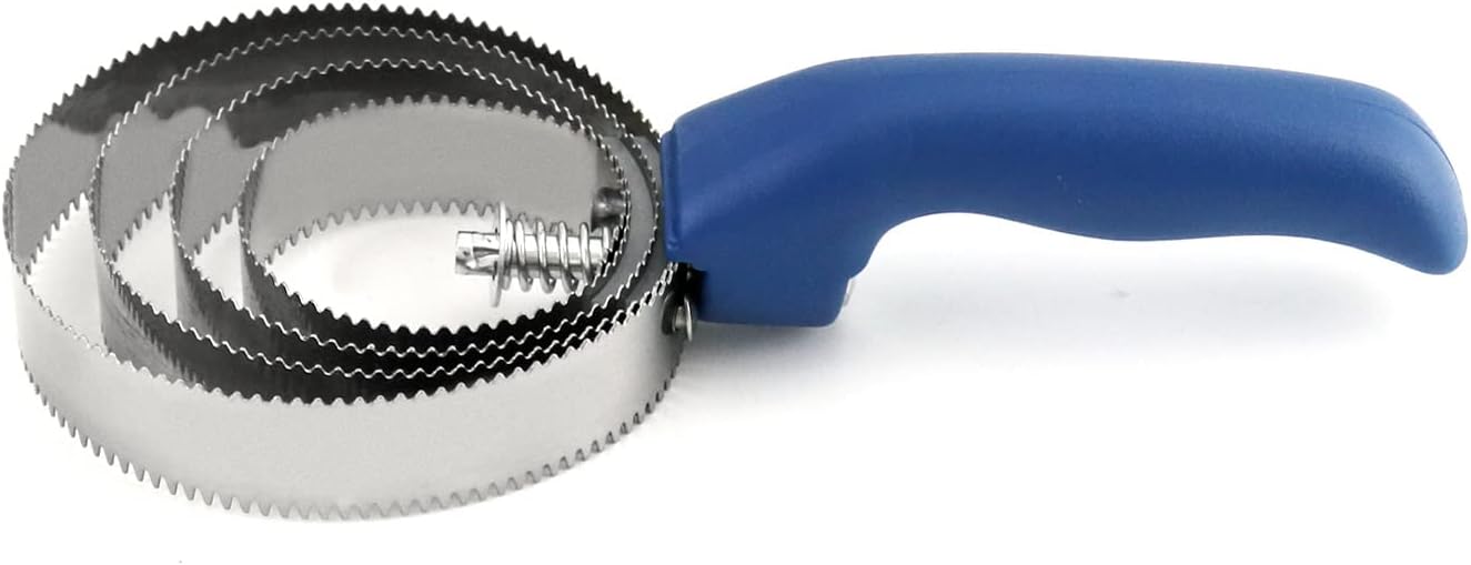 QWORK Double Sided Curry Comb, 2 Pack 4 Rings Stainless Steel Curry Comb with Soft Touch Grip, Blue