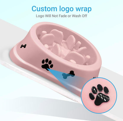 Pink Slow Feeder Dog Bowl, Non-Slip Puppy Bowl with Fun Maze Design for Healthy Eating & Bloat Prevention, Boxed Packaging, 2-Pack for Small & Medium Dogs