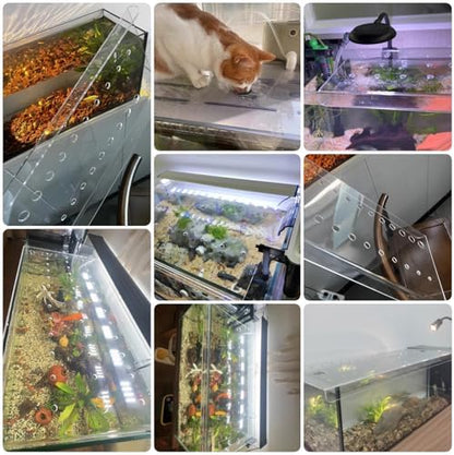 Acrylic Aquarium Anti-Jump Cover & Cat-Proof Terrarium Lid, Fish Tank Top Mount Hood with Hole, Fits 8-20 Inch Tanks (L40xW20cm/15.7x7.9in)