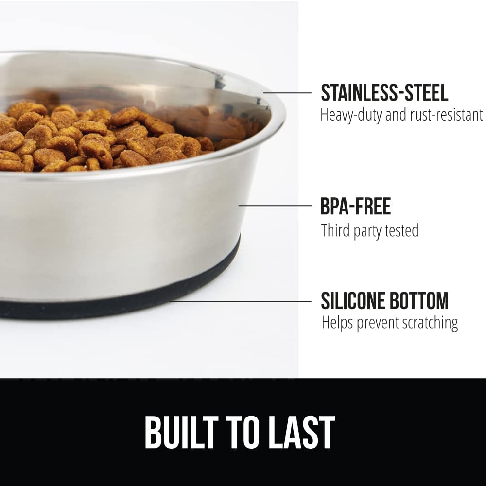 GORILLA GRIP Stainless Steel Dog Bowls, 1Cup, Black and Slow Feeder, 1Cup, Black Bundle