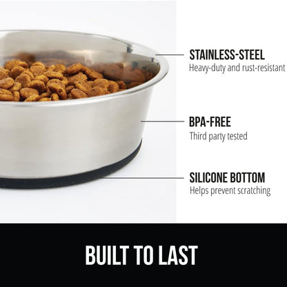 GORILLA GRIP Stainless Steel Dog Bowls, 1Cup, Black and Slow Feeder, 1Cup, Black Bundle