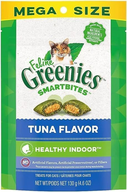 Pet Faves (3 Pack) SMARTBITES Healthy Treats for Cats Indoor, Tuna 4oz, with 10ct Pet Wipes