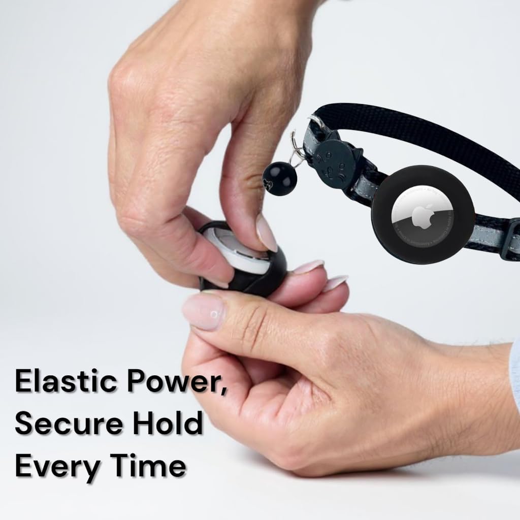 AirTag Cat Collar Airtag Holder for Cats – Breakaway Reflective Nylon Kitten Collar with Bell, Adjustable 1cm Cat Collar for Tracking, Safety & Small Cats (Fits 8.66–13.78 in)