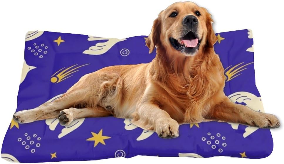 Royal Blue Dove Star Dog Bed Machine Washable Dog Cage Mats for Crates Crate Pad for Dogs Washable Puppy Bed Crate Non-Slip Pet Pet Mat Products Dogs Indoor Outdoor 24X18 Inch