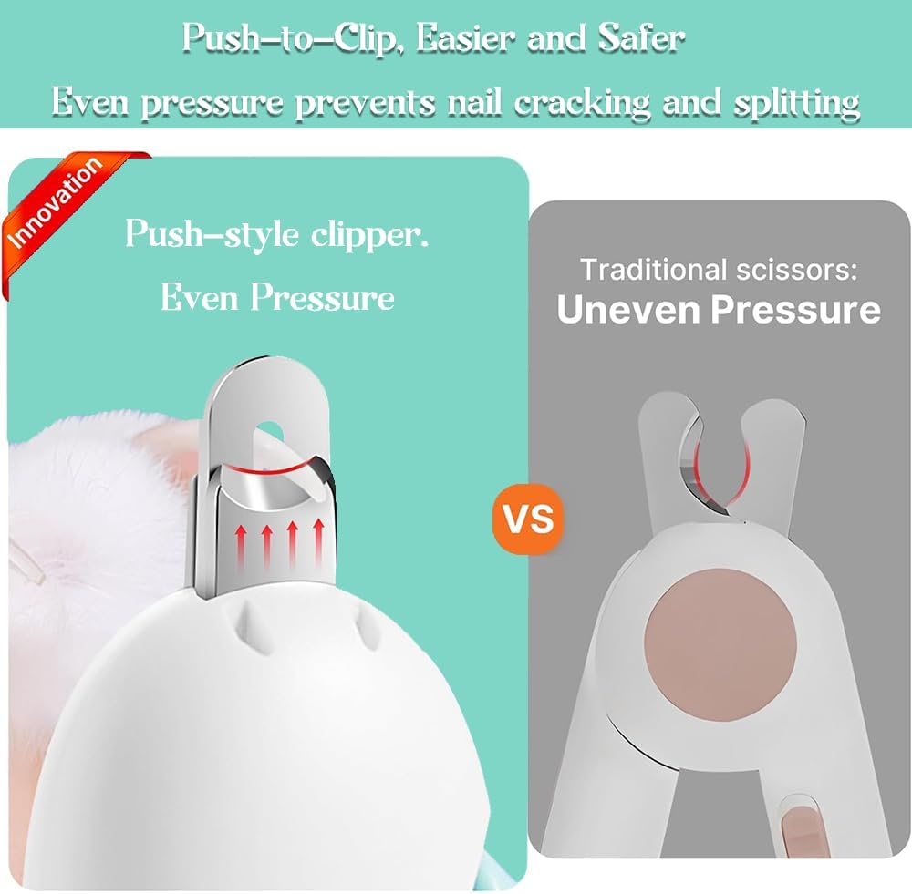 Cat Nail Clipper with Hidden File & Debris Catcher -Gentle Round-Hole(1–3.5 mm)，Trimmer for Kittens & Indoor Cats | Anti-Splash Claw Cutter for Grooming (Blue)