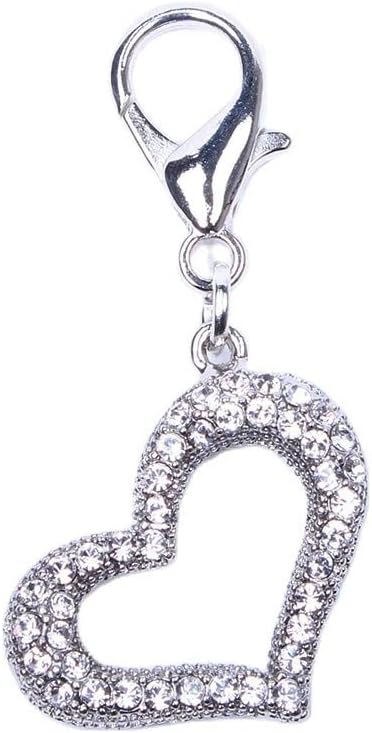 Bling Rhinestones Heart Charm Pendant Jewelry for Pet Dog Cat Puppy Necklace Collar Accessory