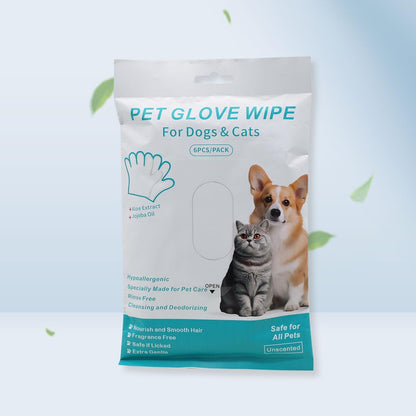 Pet Cleaning & Grooming Wipes Glove – Dual‑Side Pet Grooming Mitt for Dogs & Cats – Quick Fur & Dirt Removal, Gentle Natural Formula (Coconut Oil, Oat & Aloe), Soft & Moisturizing