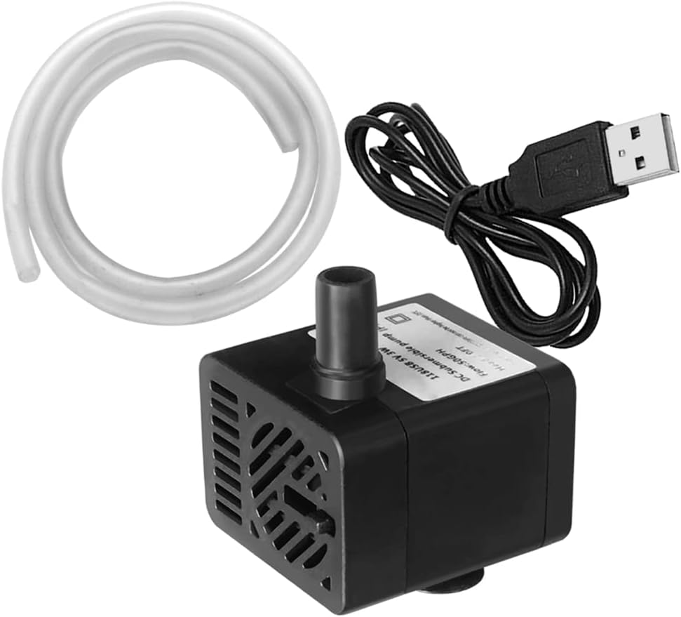 PULACO DC 5V USB Mini Submersible Water Pump with Tubing for Pet Fountain, Aquarium Fish Tank, Pond, Fountain, Hydroponics
