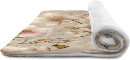 susiyo Dogwood Flowers Fluttering Dog Bed Mat - Super Soft & Warm Pet Pad, 25x18 Inch Machine Washable Mat for Small Medium Dogs, Couch Protector, Crate & Travel Bed Topper