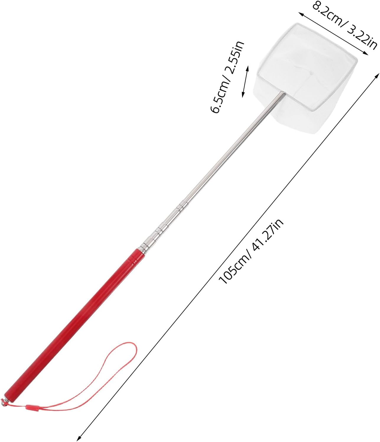 Gadpiparty Small Shrimp Net with Telescopic Handle, Portable Fine Mesh Fish Tank Net for Aquarium Maintenance, Red Mini Extendable Shrimp Catcher for Fish Tank and Pond Accessories