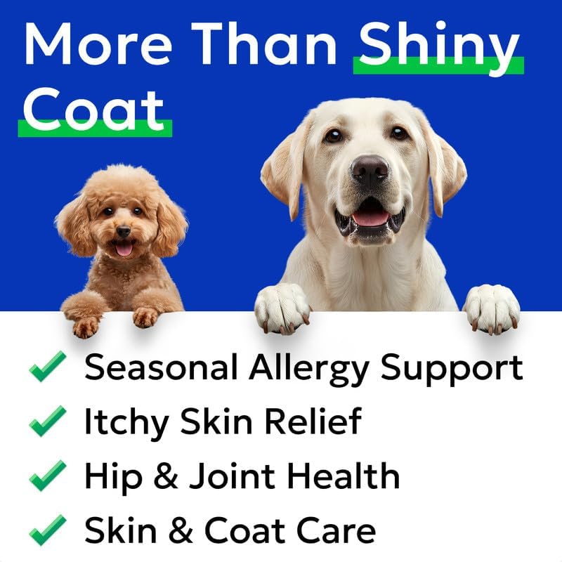 BARK&SPARK Fish Oil for Dogs&Cats - Natural Omega-3 -Skin & Coat Support -Liquid Food Supplement for Pets-EPA+DHA, Immune&Heart Health - 8 fl oz Fish