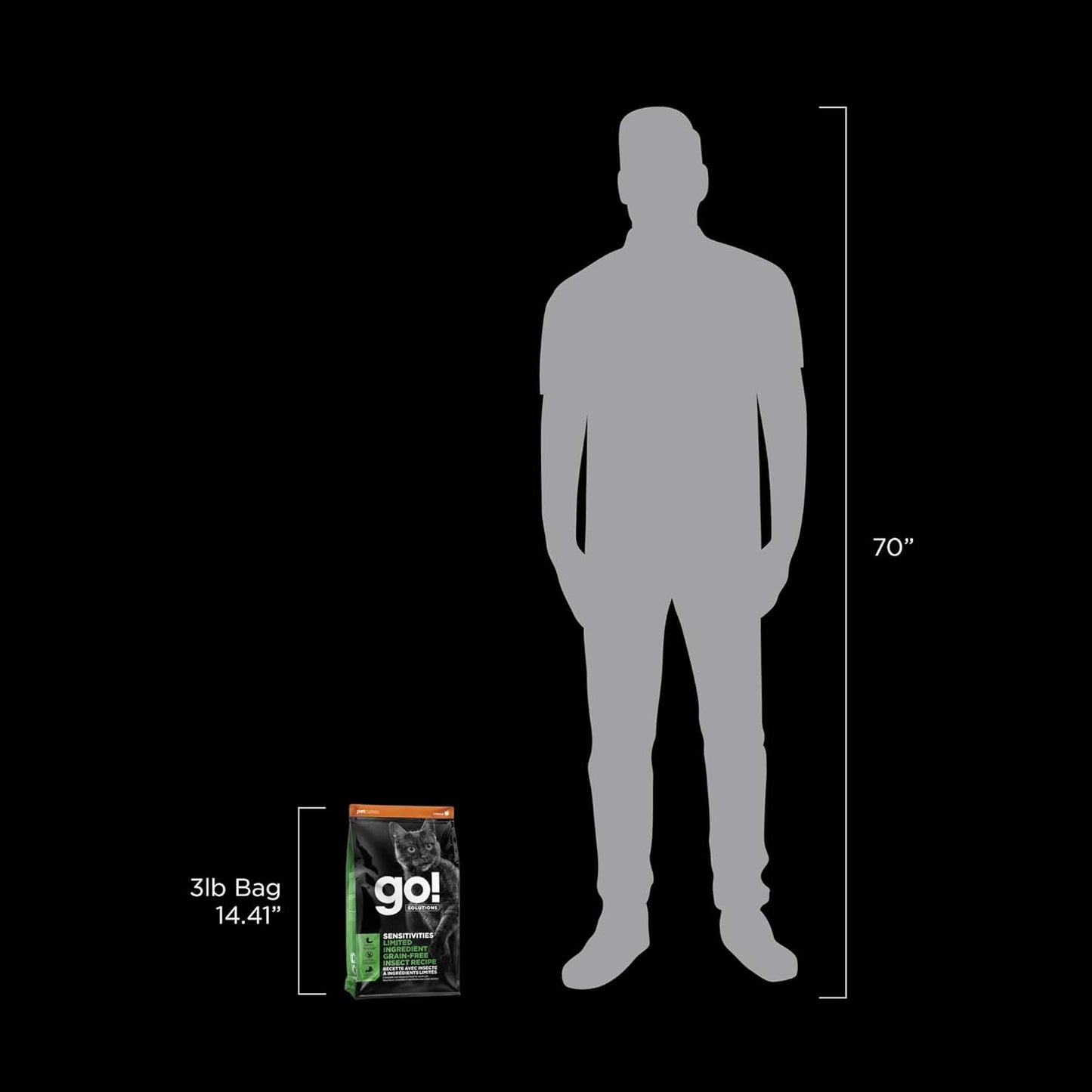 Go! Solutions Sensitivities Limited Ingredients, Grain-Free Dry Cat Food, Insect Recipe for Sensitive Stomach, 3 lb Bag